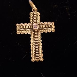 Sterling  Amethyst Industrial Style Cross Pendant